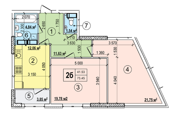 2-кімнатна 75.45 м² в ЖК Podil Plaza & Residence від 32 000 грн/м², Київ