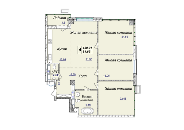 4-комнатная 130.01 м² в ЖК Новопечерские Липки от 34 390 грн/м², Киев