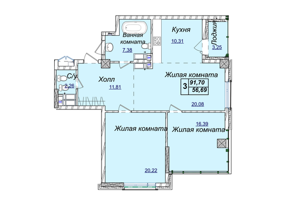 3-комнатная 91.7 м² в ЖК Новопечерские Липки от 34 390 грн/м², Киев