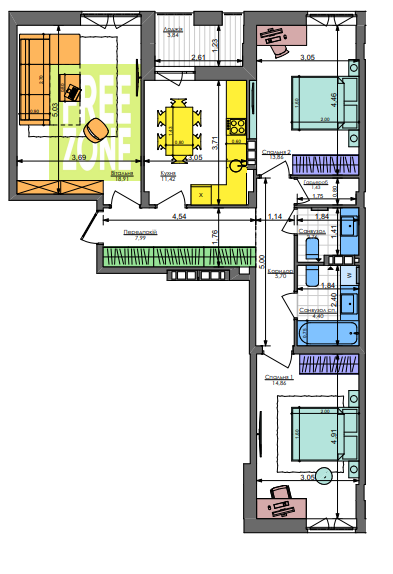 2-комнатная 83.25 м² в ЖК Комфорт Таун от 31 950 грн/м², Киев