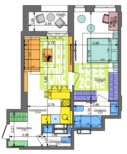 1-комнатная 44.95 м² в ЖК Комфорт Таун от 38 900 грн/м², Киев