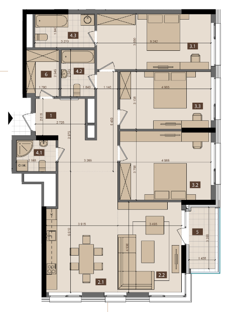 3-кімнатна 130.8 м² в ЖК Tetris Hall від 149 250 грн/м², Київ