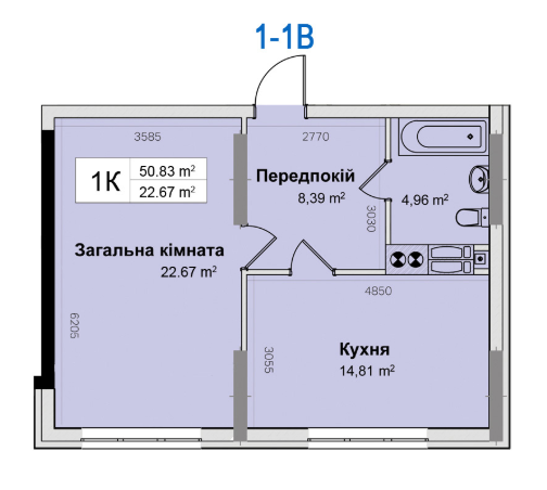 1-кімнатна 50.83 м² в ЖК Рів'єра від 24 500 грн/м², Київ