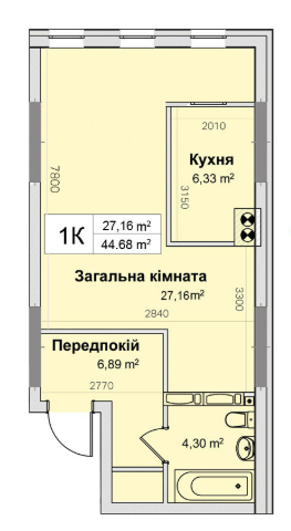 1-кімнатна 44.68 м² в ЖК Рів'єра від 24 300 грн/м², Київ
