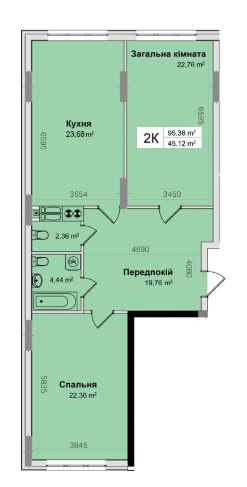 2-кімнатна 96.38 м² в ЖК Рів'єра від 23 000 грн/м², Київ
