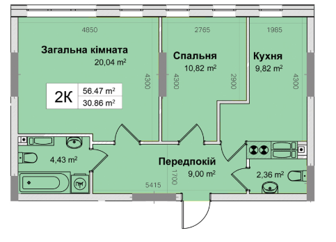2-кімнатна 56.47 м² в ЖК Рів'єра від 24 000 грн/м², Київ