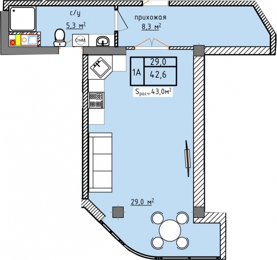 1-комнатная 42.6 м² в ЖК Aqua Marine от 19 750 грн/м², Одесса