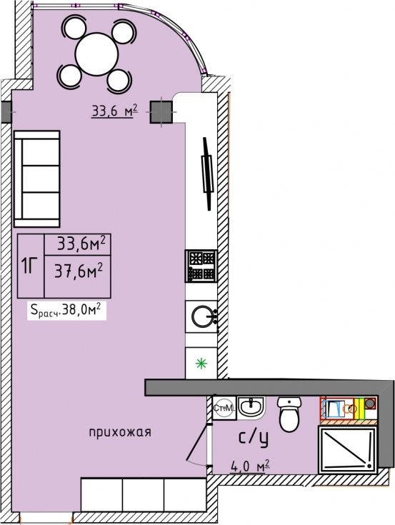 1-кімнатна 37.6 м² в ЖК Aqua Marine від 19 750 грн/м², Одеса