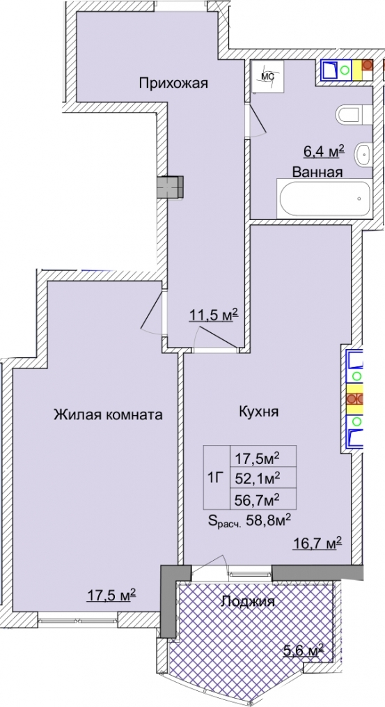 1-кімнатна 56.7 м² в ЖК Aqua Marine від 24 800 грн/м², Одеса