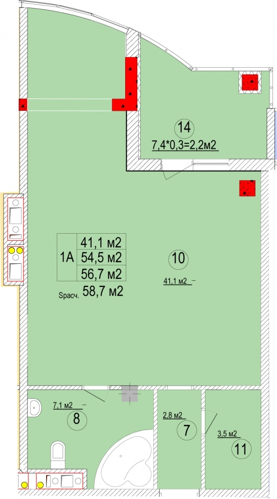 1-комнатная 58.7 м² в ЖК Aqua Marine от 21 450 грн/м², Одесса