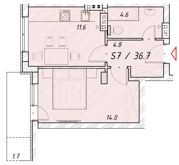 1-комнатная 36.7 м² в ЖК Цитадель от 15 550 грн/м², г. Белгород-Днестровский