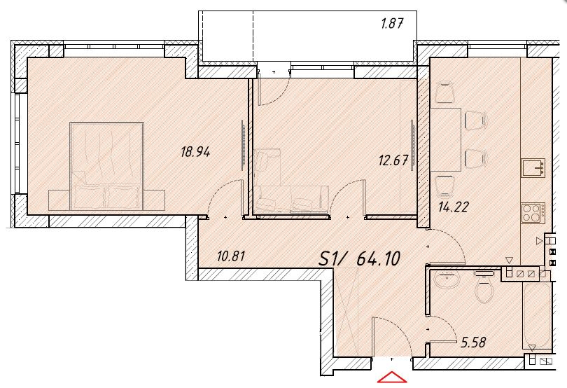 2-комнатная 64.1 м² в ЖК Цитадель от 15 550 грн/м², г. Белгород-Днестровский