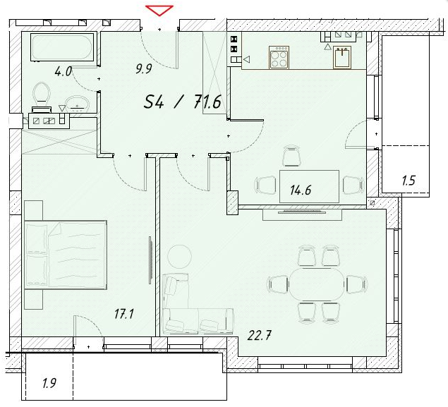 2-комнатная 71.6 м² в ЖК Цитадель от 15 550 грн/м², г. Белгород-Днестровский