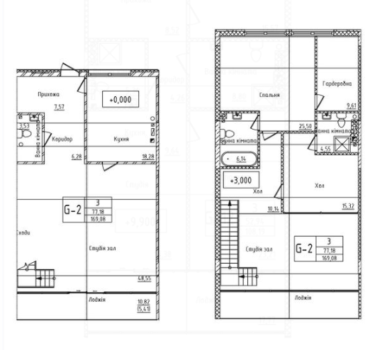 Двухуровневая 169.08 м² в КД Сапфир от 35 750 грн/м², Одесса