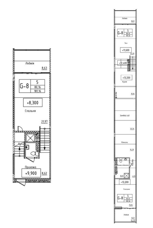 Дворівнева 181.16 м² в КБ Сапфір від 35 750 грн/м², Одеса