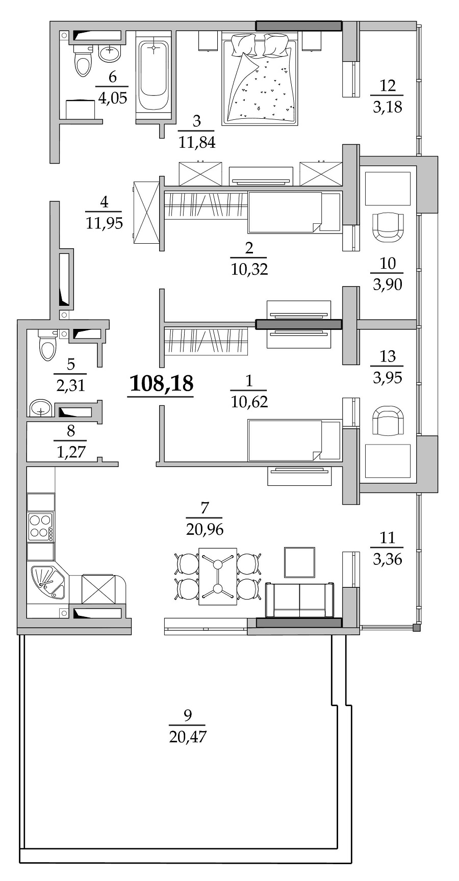 3-комнатная 108.18 м² в Мкрн Таировские сады от 23 400 грн/м², с. Лиманка