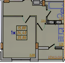 1-кімнатна 35.86 м² в ЖК Кольоровий бульвар від 15 250 грн/м², м. Чорноморск