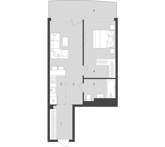 1-кімнатна 49.52 м² в  Aura Apart від 30 150 грн/м², Одеса