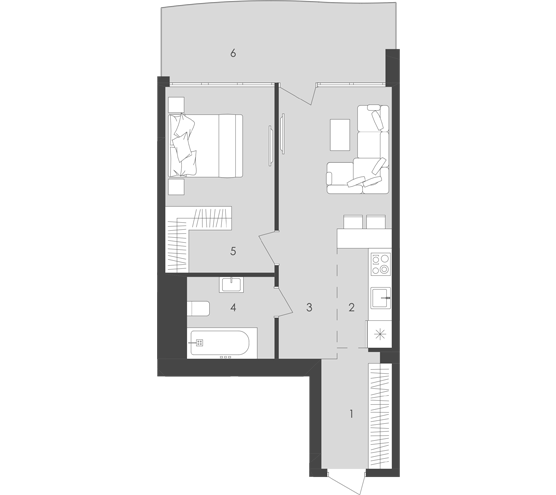 1-кімнатна 46.83 м² в  Aura Apart від 36 900 грн/м², Одеса