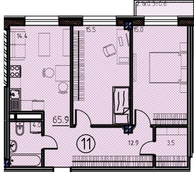 2-кімнатна 65.9 м² в КБ Простір на Кузнечній від 35 450 грн/м², Одеса