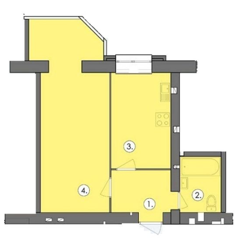 1-комнатная 43.99 м² в ЖК Парус от 16 200 грн/м², г. Черноморск