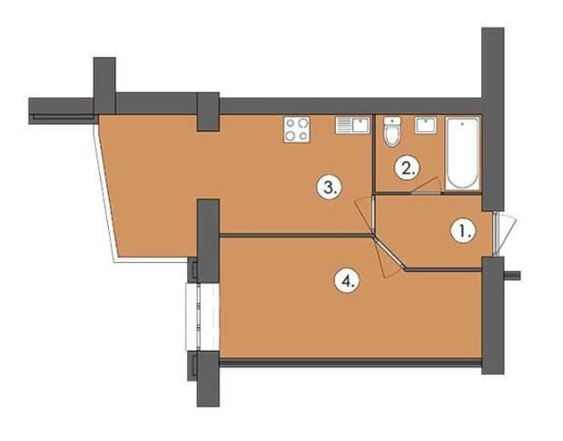 1-кімнатна 40.28 м² в ЖК Парус від 16 300 грн/м², м. Чорноморск