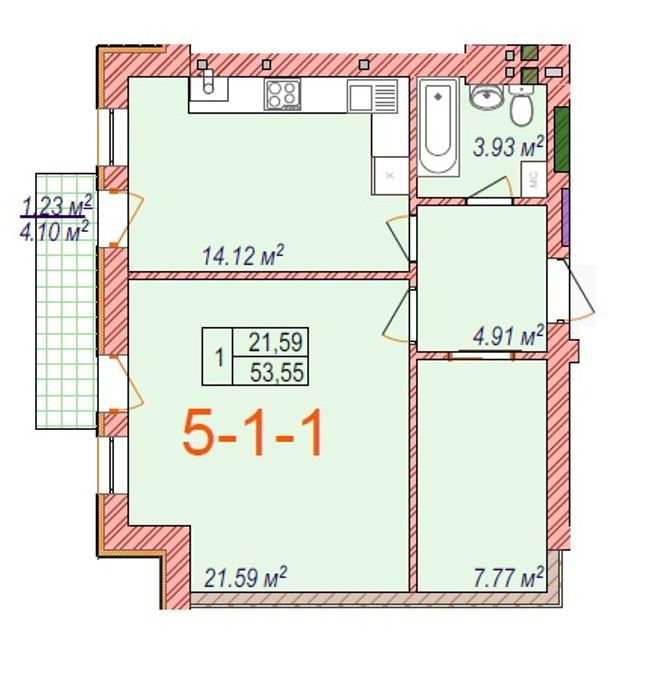 1-кімнатна 53.4 м² в ЖК Chelsea club house від 44 950 грн/м², Одеса