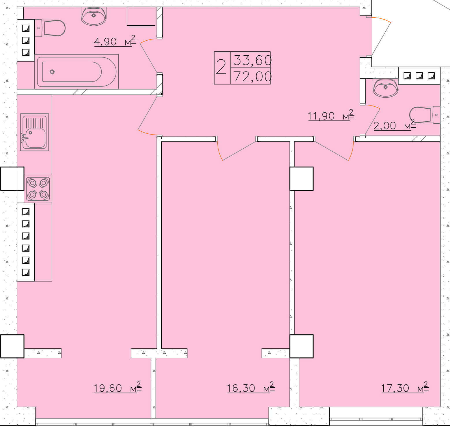 2-кімнатна 72 м² в ЖК Club Marine від 18 350 грн/м², Одеса