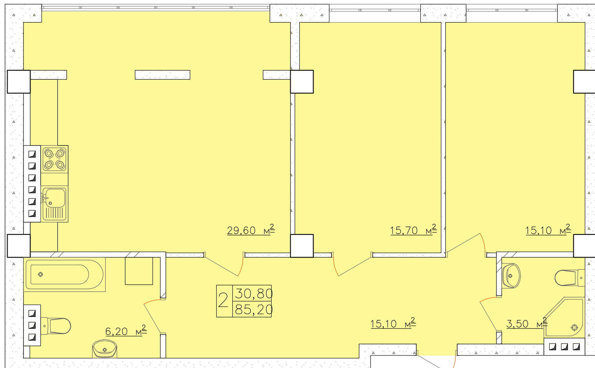 2-кімнатна 85.2 м² в ЖК Club Marine від 16 850 грн/м², Одеса