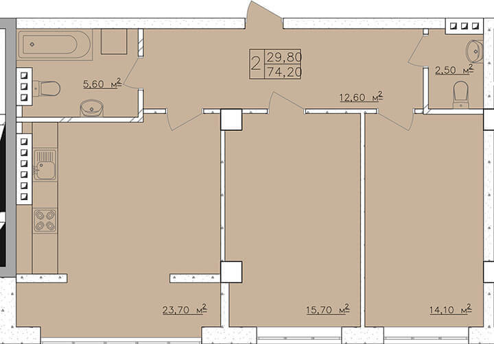 2-кімнатна 74.2 м² в ЖК Club Marine від 18 350 грн/м², Одеса