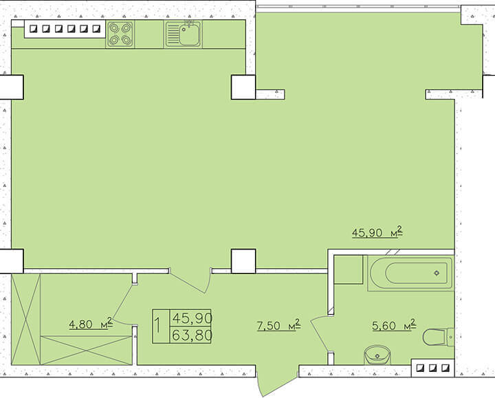 Офис 63.8 м² в ЖК Club Marine от застройщика, Одесса