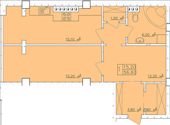1-комнатная 56.6 м² в ЖК Club Marine от 18 300 грн/м², Одесса