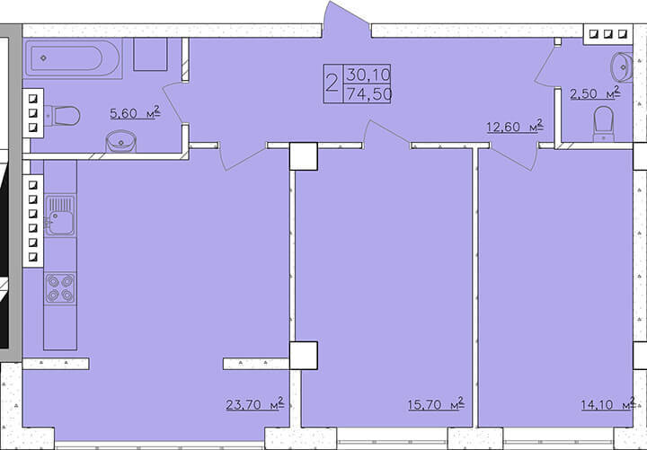 2-комнатная 74.5 м² в ЖК Club Marine от 16 850 грн/м², Одесса