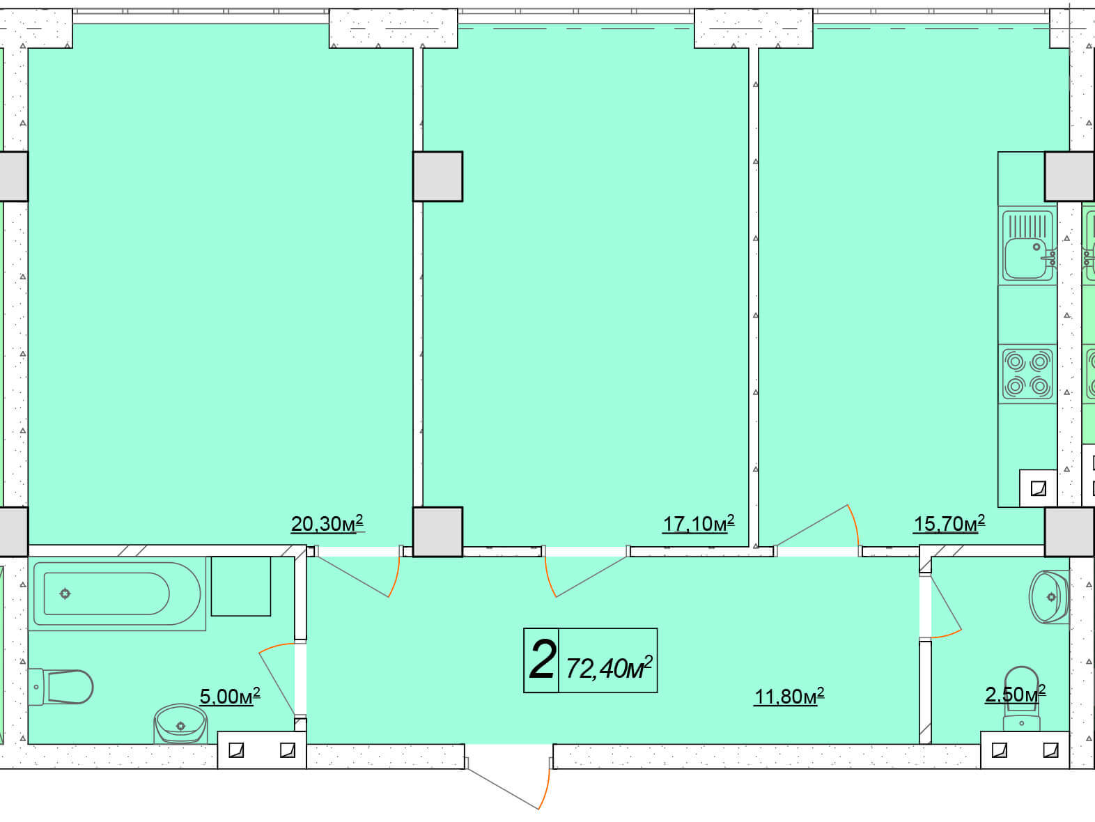 2-комнатная 72.4 м² в ЖК Club Marine от 18 350 грн/м², Одесса