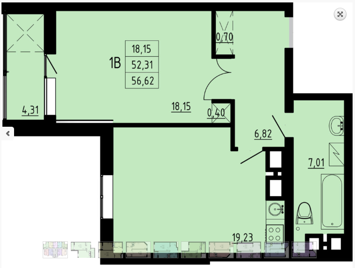 1-комнатная 56.62 м² в ЖК Удобный от 23 200 грн/м², Одесса