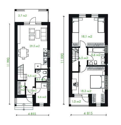 Дуплекс 100 м² в КГ Greenside от застройщика, г. Бровары