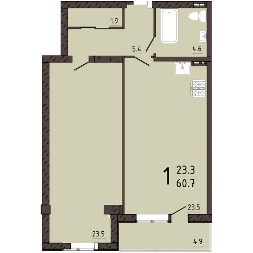 1-комнатная 60.7 м² в КД Pierre от 60 450 грн/м², Одесса