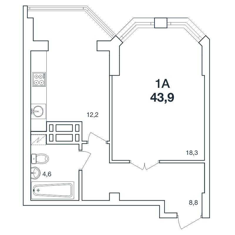 1-кімнатна 43.9 м² в ЖК Нова Європа від 17 800 грн/м², с. Ілічанка