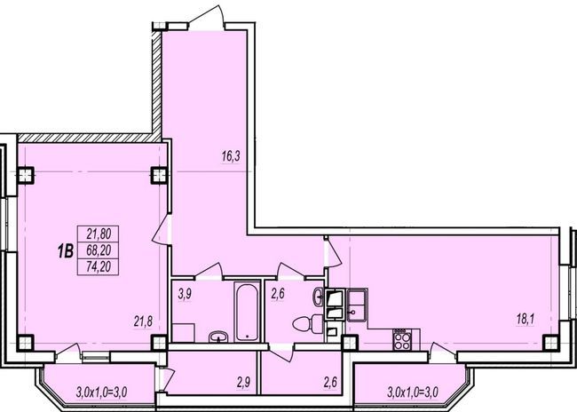 1-комнатная 74.2 м² в ЖК Дмитриевский от 14 650 грн/м², Одесса