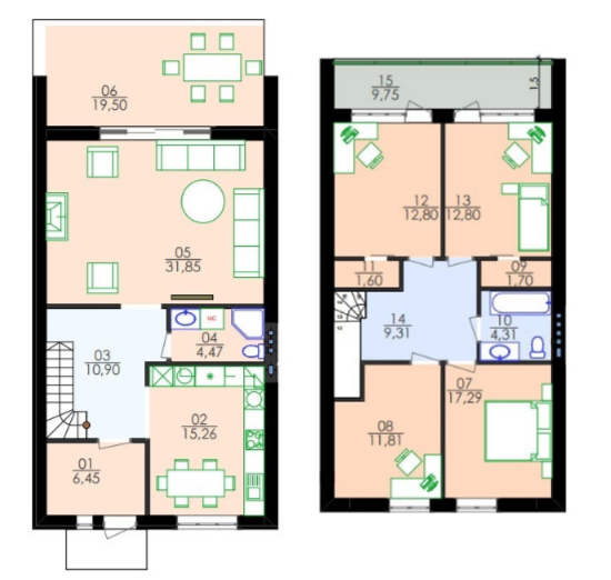 Таунхаус 150 м² в Таунхауси Whitehall від 22 333 грн/м², с. Білогородка