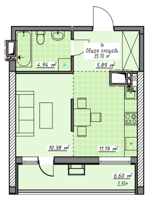 1-кімнатна 35.7 м² в ЖК Елегія Парк від 20 300 грн/м², Одеса