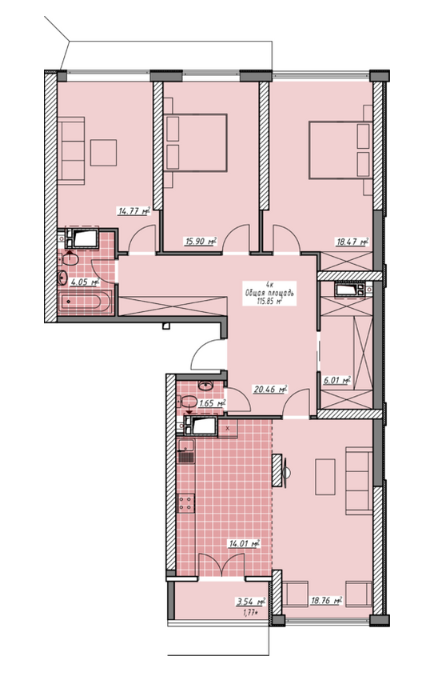 4-комнатная 115.8 м² в ЖК Элегия Парк от 30 250 грн/м², Одесса