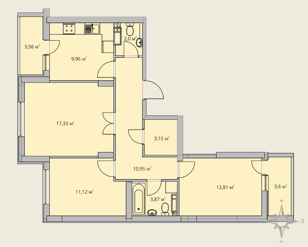 3-комнатная 74.16 м² в ЖК Одесские традиции от 22 850 грн/м², Одесса