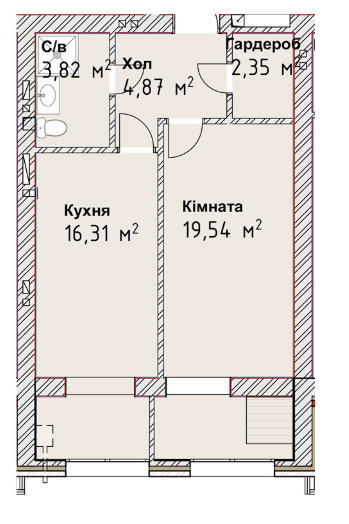 1-комнатная 48.53 м² в ЖК Чайка Люкс от 19 600 грн/м², Одесса