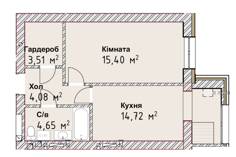 1-комнатная 42.36 м² в ЖК Чайка Люкс от 17 500 грн/м², Одесса