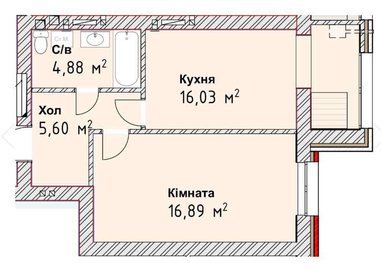 1-комнатная 43.4 м² в ЖК Чайка Люкс от 19 600 грн/м², Одесса
