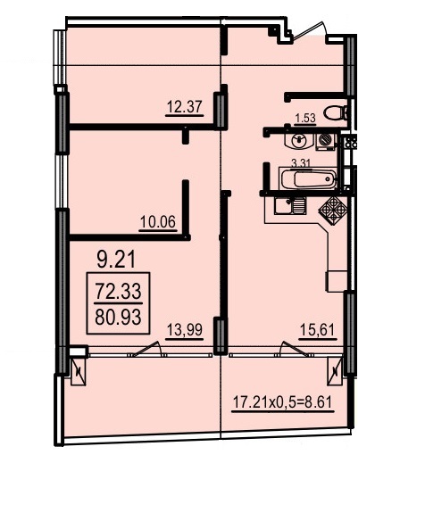 3-кімнатна 80.93 м² в Апарт-комплекс Каліпсо від 31 100 грн/м², Одеса