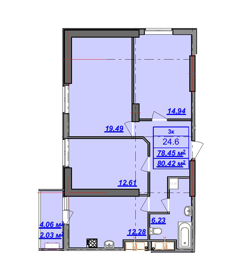 3-комнатная 96.37 м² в ЖК Посейдон от 21 650 грн/м², Одесса