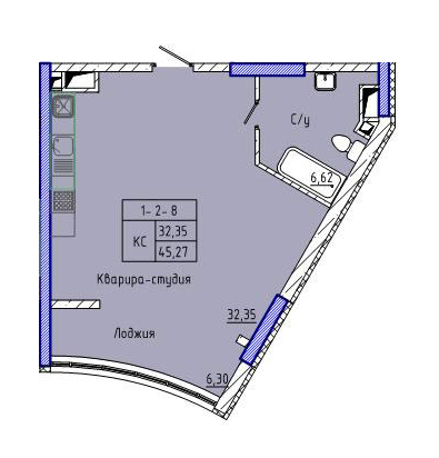 Студія 39.95 м² в ЖК Сорок п'ята перлина від забудовника, Одеса