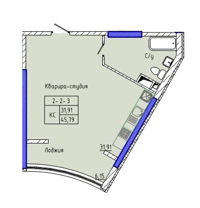 Студия 45.79 м² в ЖК Сорок пятая жемчужина от 27 750 грн/м², Одесса